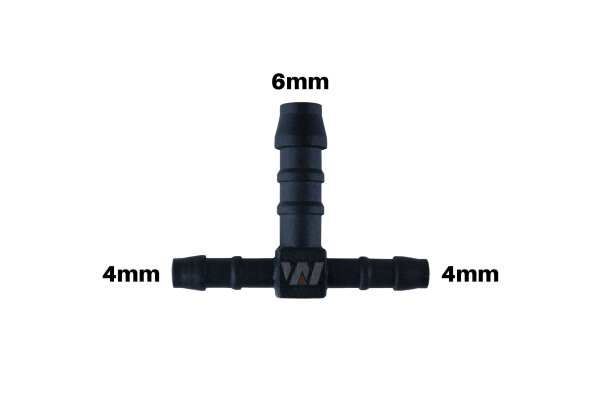 WamSter® T Schlauchverbinder Pipe Connector reduziert 4mm 4mm 6mm Durchmesser