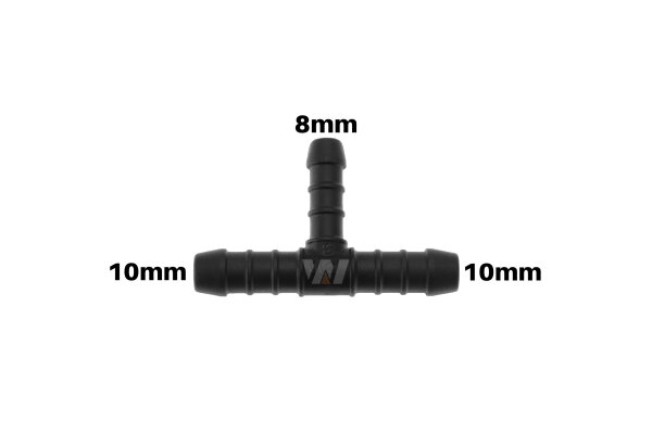 WamSter® T Schlauchverbinder Pipe Connector reduziert 10mm 10mm 8mm Durchmesser