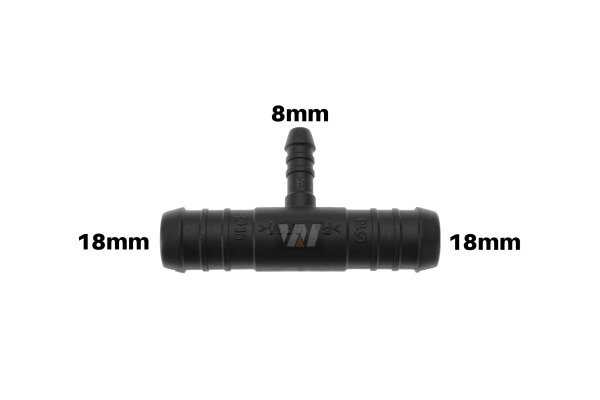 WamSter® T Schlauchverbinder Pipe Connector reduziert 18mm 18mm 8mm Durchmesser