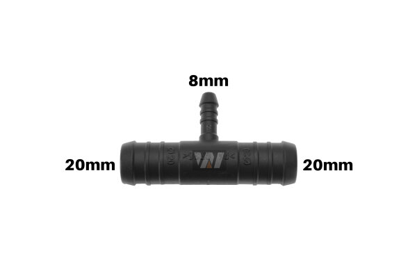 WamSter® T Schlauchverbinder Pipe Connector reduziert 20mm 20mm 8mm Durchmesser