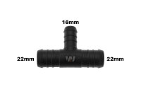 WamSter® T Schlauchverbinder Pipe Connector reduziert 22mm 22mm 16mm Durchmesser