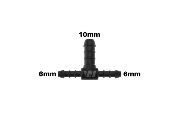 WamSter® T Schlauchverbinder Pipe Connector reduziert 6mm 6mm 10mm Durchmesser