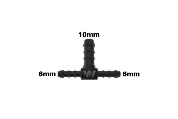 WamSter® T Schlauchverbinder Pipe Connector reduziert 6mm 6mm 10mm Durchmesser