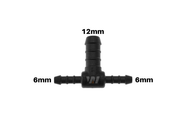 WamSter® T Schlauchverbinder Pipe Connector reduziert 6mm 6mm 12mm Durchmesser