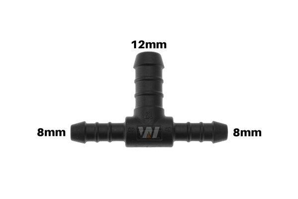 WamSter® T Schlauchverbinder Pipe Connector reduziert 8mm 8mm 12mm Durchmesser