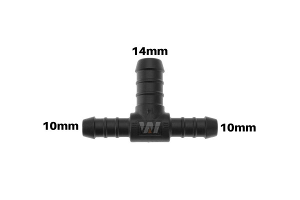 WamSter® T Schlauchverbinder Pipe Connector reduziert 10mm 10mm 14mm Durchmesser