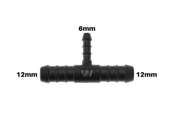 WamSter® T Schlauchverbinder Pipe Connector reduziert 12mm 12mm 6mm Durchmesser