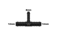 WamSter® T Schlauchverbinder Pipe Connector reduziert 12mm 12mm 8mm Durchmesser