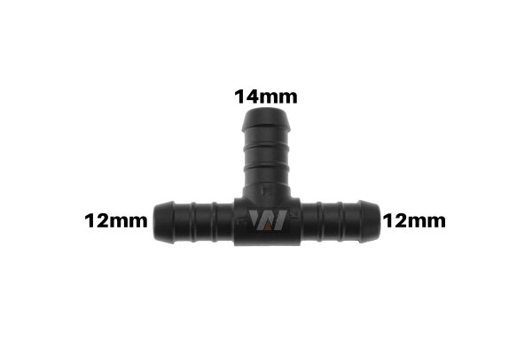 WamSter® T Schlauchverbinder Pipe Connector reduziert 12mm 12mm 14mm Durchmesser