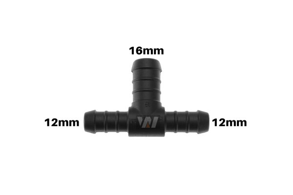 WamSter® T Schlauchverbinder Pipe Connector reduziert 12mm 12mm 16mm Durchmesser