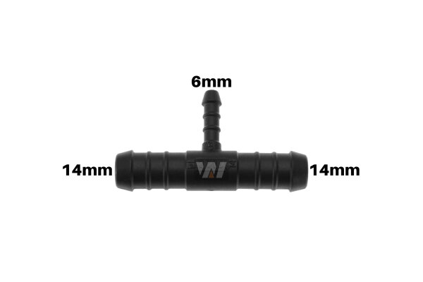 WamSter® T Schlauchverbinder Pipe Connector reduziert 14mm 14mm 6mm Durchmesser