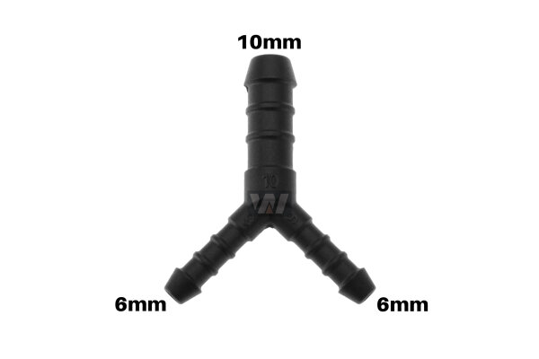 WamSter® Y Schlauchverbinder Pipe Connector reduziert 6mm 6mm 10mm Durchmesser