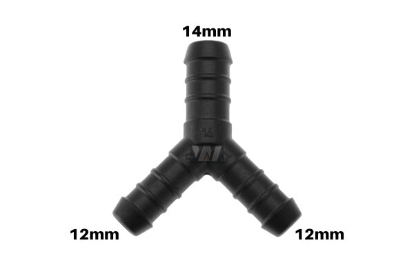 WamSter® Y Schlauchverbinder Pipe Connector reduziert 12mm 12mm 14mm Durchmesser
