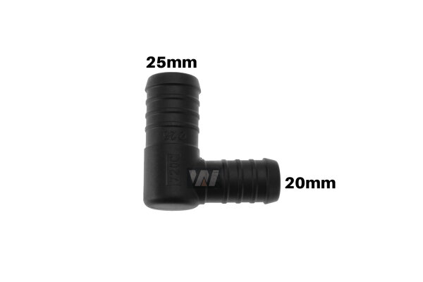 WamSter® L 90° Schlauchverbinder Pipe Connector reduziert 25mm 20mm Durchmesser