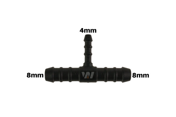 WamSter® T Schlauchverbinder Pipe Connector reduziert 8mm 8mm 4mm Durchmesser