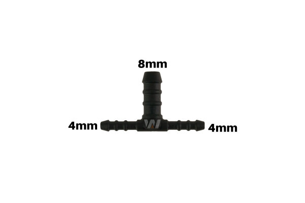 WamSter® T Schlauchverbinder Pipe Connector reduziert 4mm 4mm 8mm Durchmesser